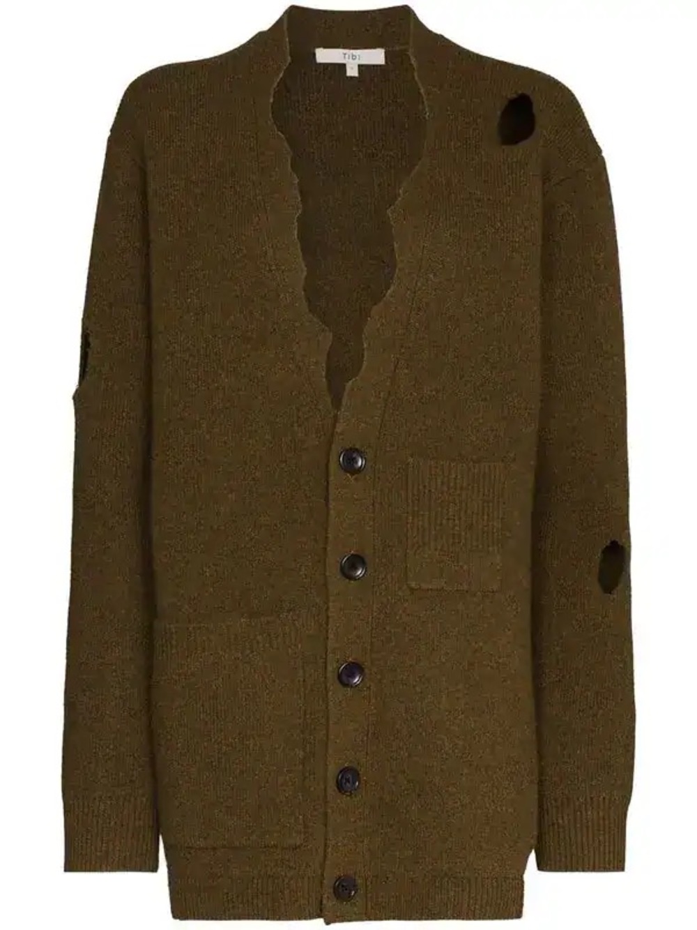 $575 Tibi Soft Lambswool Distressed Cardigan size medium - Picture 2 of 13